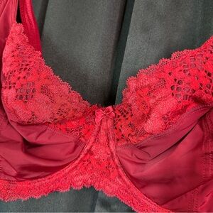 Adore Me Deep‎ Red Lace Underwire Bra Size 42DD Sexy Pin Up Lingerie Burlesque